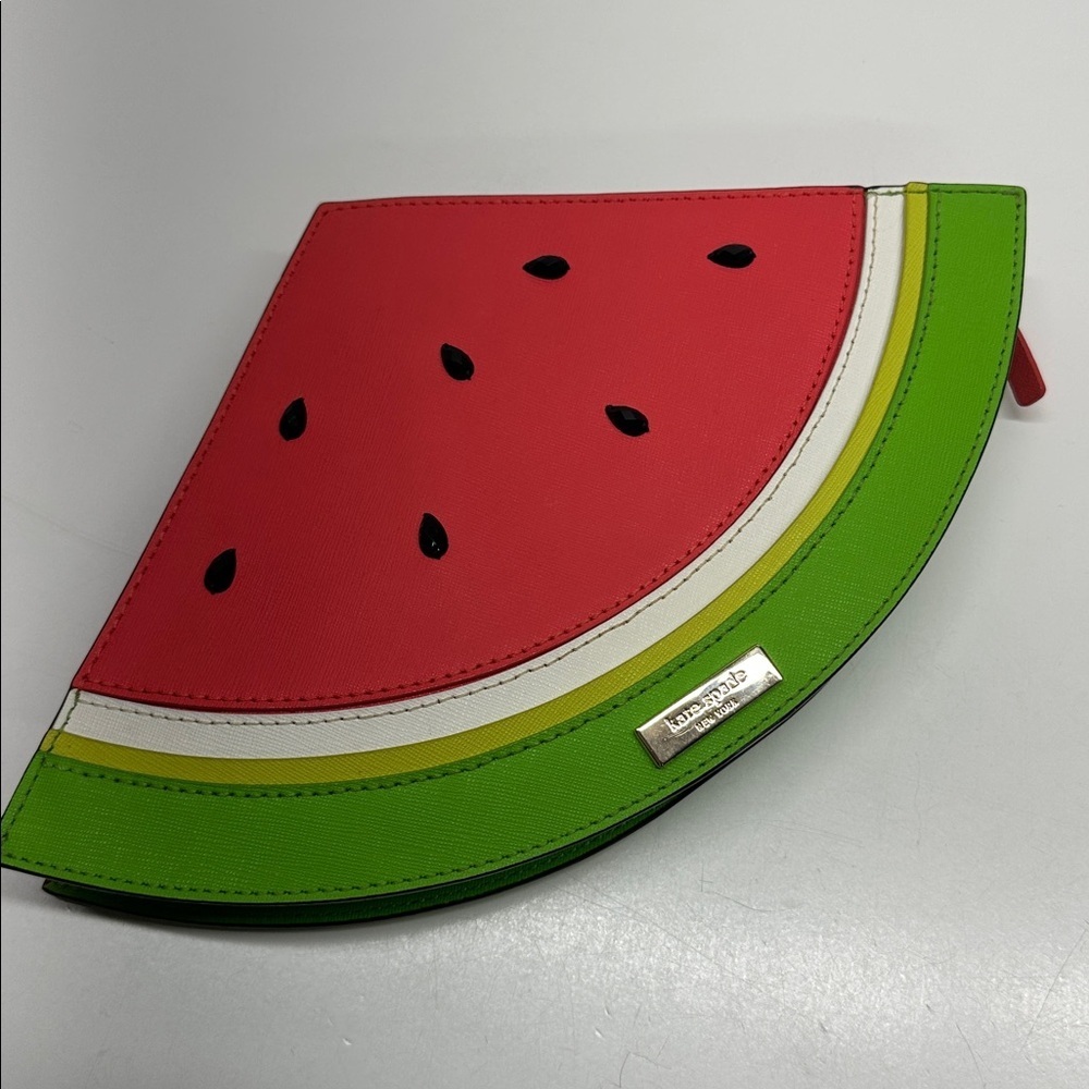 Kate Spade Watermelon Make a Splash Clutch Zip Around Iconic 3D Purse Pink Green - Picture 9 of 15